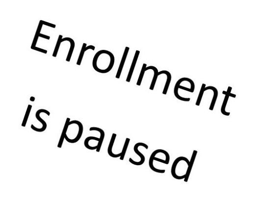 Black text on a white background reads "Enrollment is paused," tilted diagonally, signaling that Lupus Studies participation is temporarily on hold.